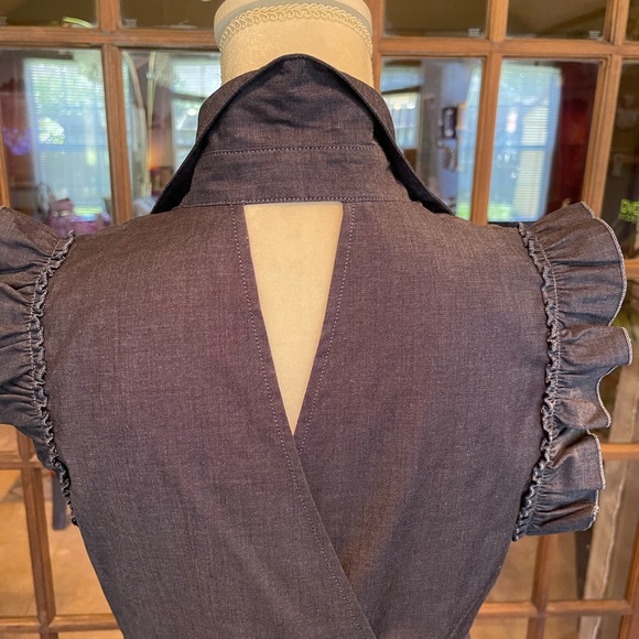 Pietro Brunelli Denim Chambray Ruffle Sleeve A-Line Maternity Dress XS - Picture 9 of 13